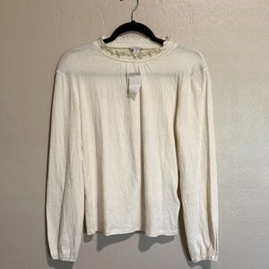 J. Crew Cream Blouse with Ruffled Neckline